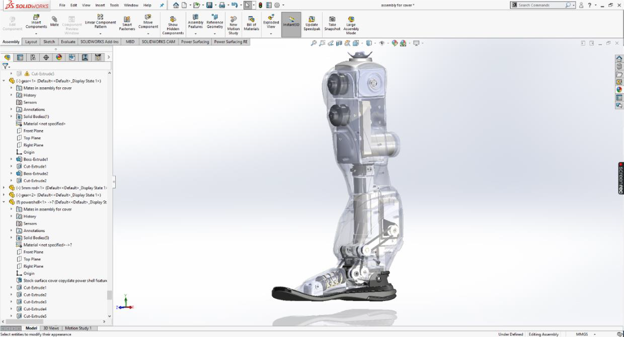 CAD model of the Prosthetic Exo-Leg