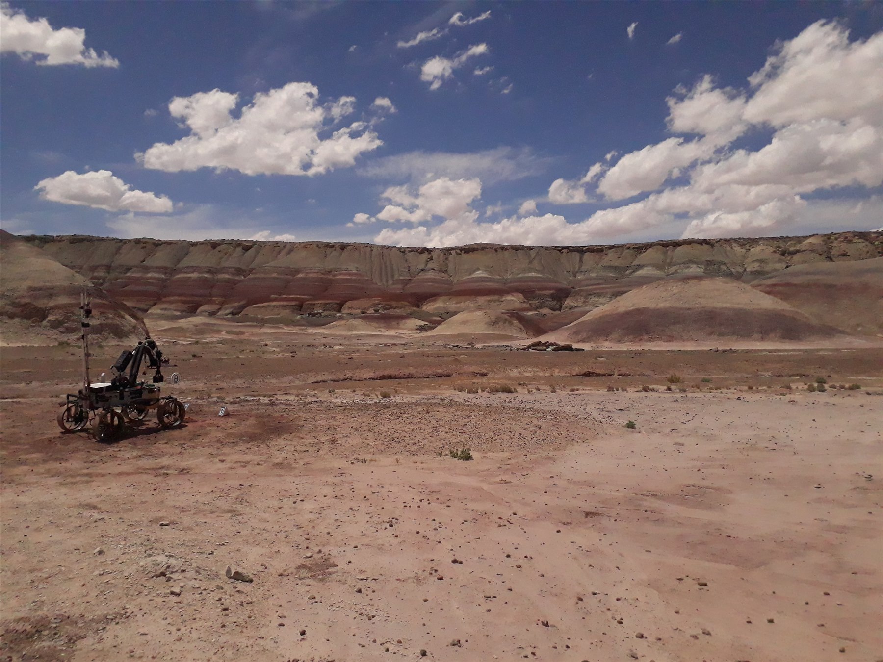 Mongol Tori rover in an open desert landscape